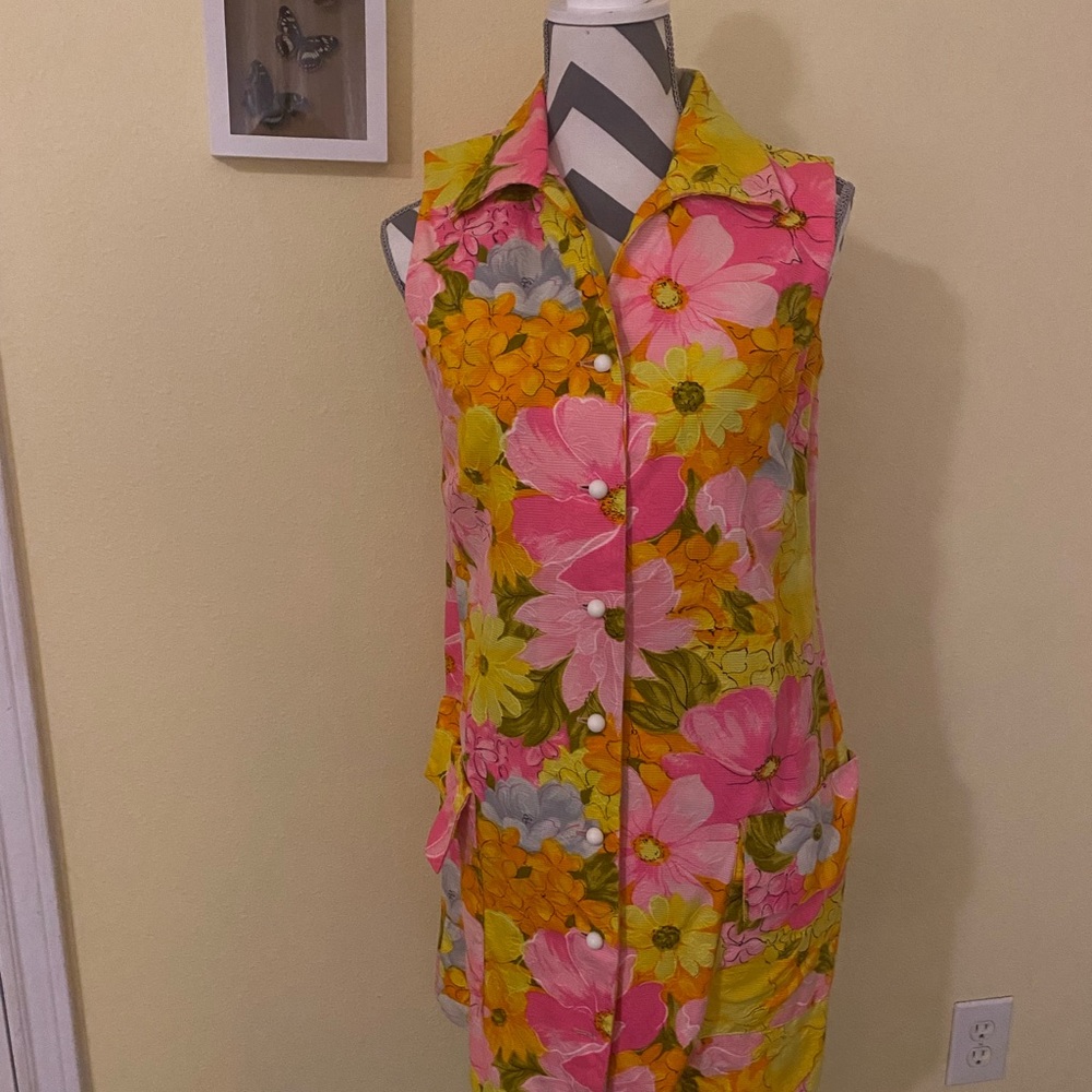 60s/70s Vintage Hawaiian Shirt Dress, size 10